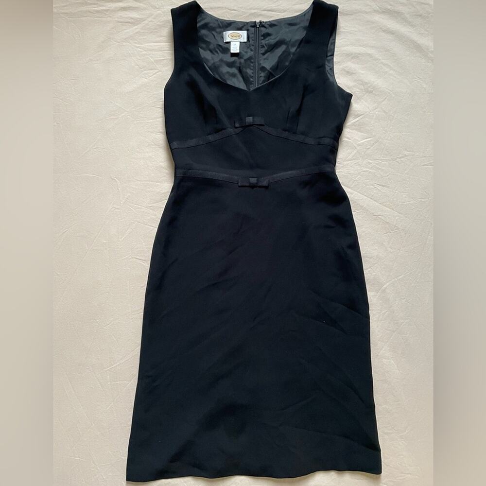 Talbots Black Sleeveless Sheath Dress with Bow Details Size 6